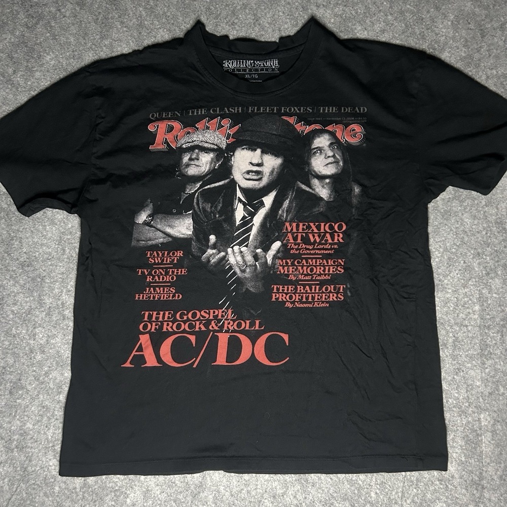 Acdc Men's Xl The Gospel Of Rock And Roll Black T Shirt Modern